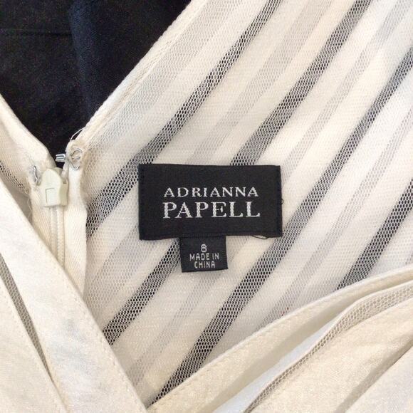 ADRIANNA PAPELL Layered Sleeveless V-Neck V-Back Midi Evening Dress - Picture 5 of 6